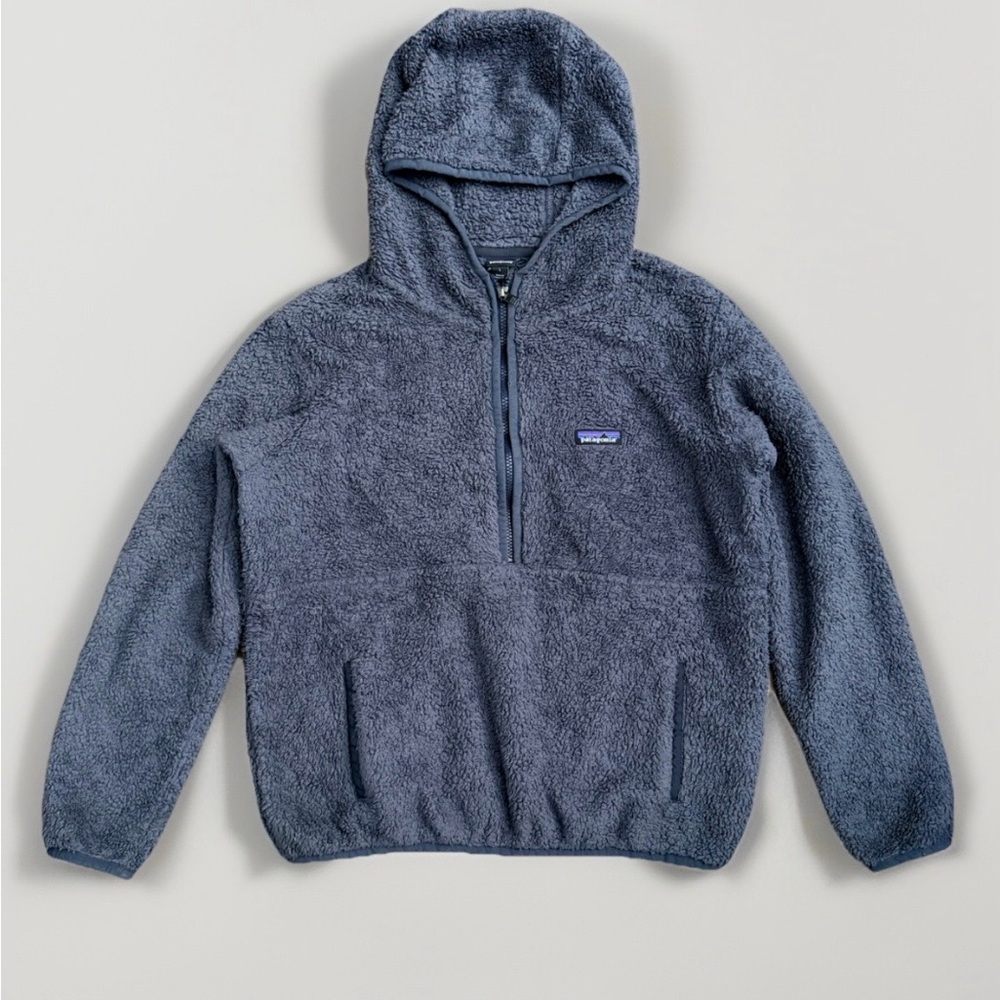 Vintage Patagonia Deep Pile Fleece Jacket Navy Blue Hoodie Women’s size Large